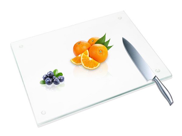 JAMBALAY 20"x16" Tempered Glass Cutting Board for Kitchen, Large Glass Cutting Board with Non-Slip Feet, Glass Chopping Board, Heat Resistant, Scratch Resistant, Dishwasher Safe