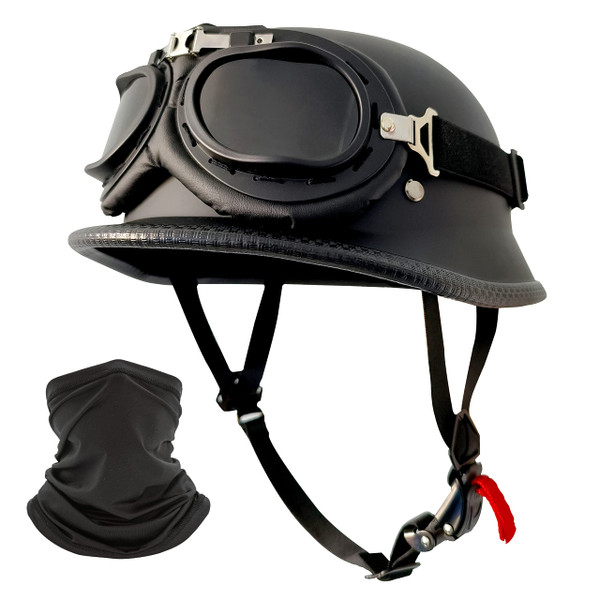 German Style Skull Cap Adult Men Women Half Shell Helmet, DOT Approved Retro Half Face Helmet for Cruiser Scooter Chopper (XXL)