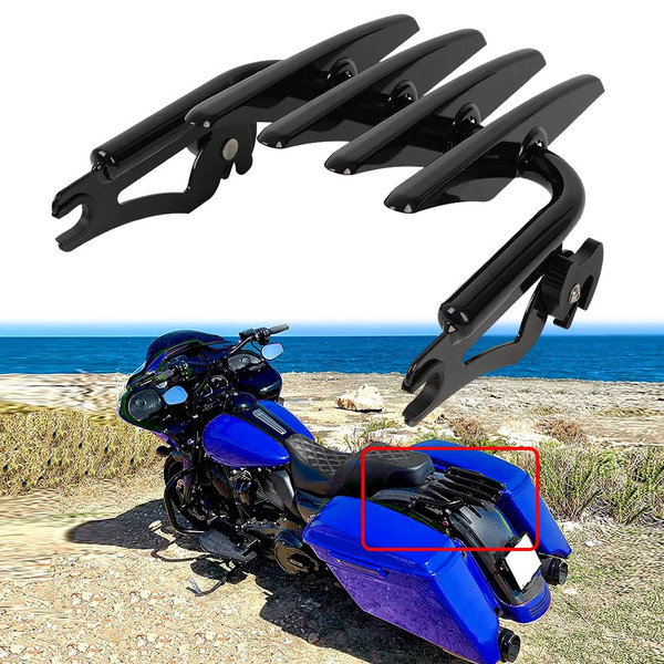 DREAMIZER Gloss Black Detachable Stealth Luggage Rack Compatible with Harley Touring Road King 09-23