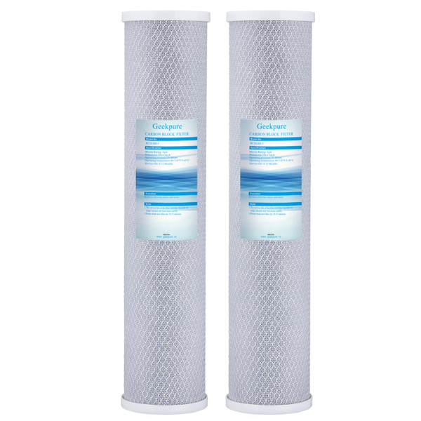 Geekpure 20-Inch Universal Compatible Big Blue Carbon Block Water Filter Cartridge Remove Chlorine Taste Odors- 4.5 Inch x 20 Inch -5 Micron