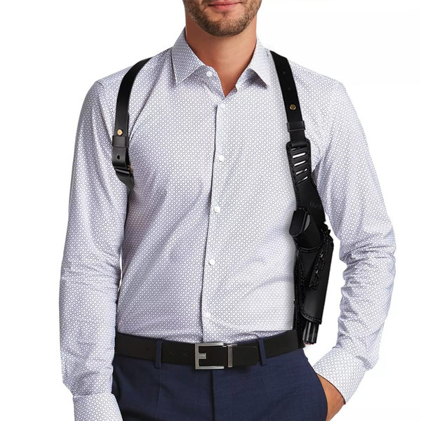 Lilcreek Leather Shoulder Holster for Concealed Carry,Vertical Shoulder Holsters with Gun Holster & Double Magazine Holster