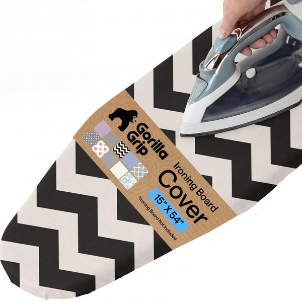 GORILLA GRIP Padded Ironing Board Cover, 15x54, Chevron