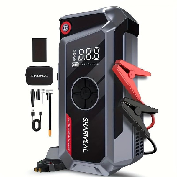 16000A Car Battery Jump Starter, Fast Charge, Jumper Cables, Jump Box with 3-Modes-Lights
