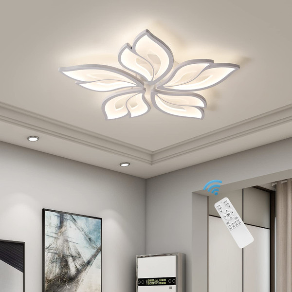 Garwarm Modern LED Flush Mount Ceiling Light, 23.6" Dimmable with Remote