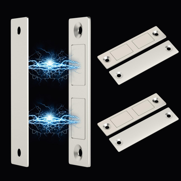 Magnetic Door Catch, ZUONAI Heavy Duty Cabinet Magnets for Closure Double Magnetic Cabinet Door Catch Black Drawer Magnets Strong Hold for Closet, Wardrobe, Cabinets (3, Silver)