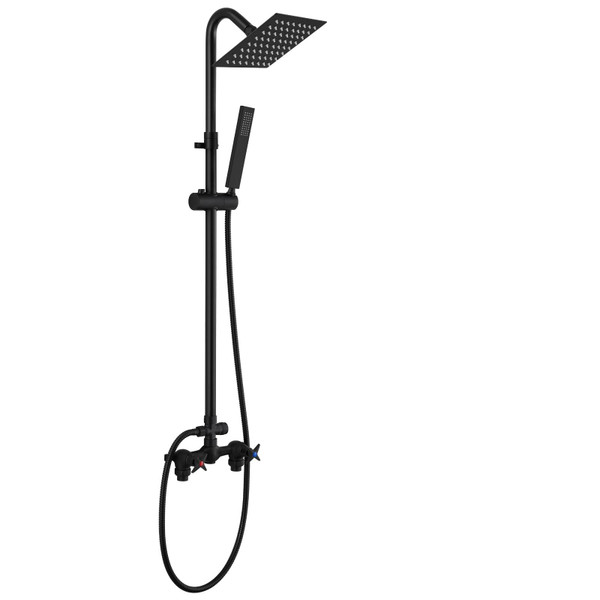 Cinwiny Outdoor Shower Kit with Handheld,Square Rain Shower,Matte Black