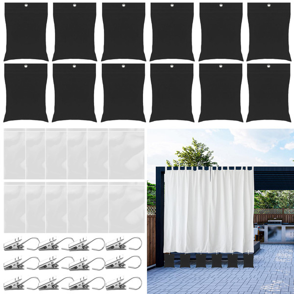 QTRQTR 12 Pack 24oz Outdoor Curtain Weights Heavy with Sealed Bags & Clips