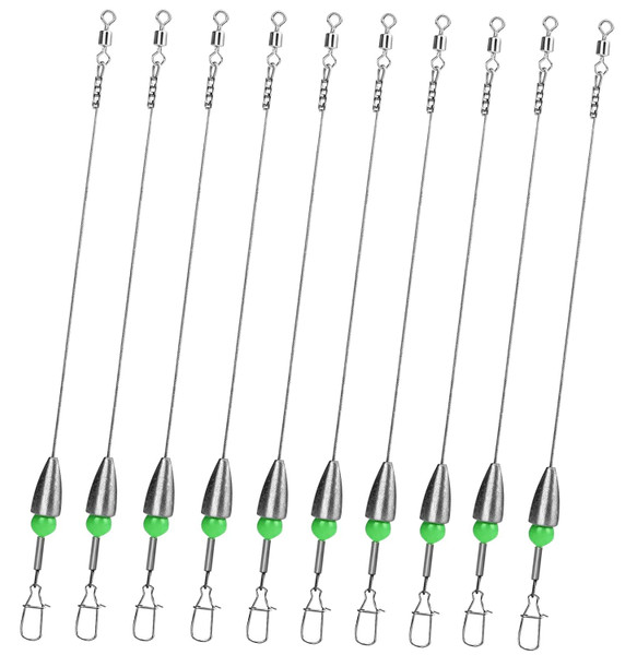 THKFISH Fishing Weights Bullet-Weights Carolina Ready Rigs Pre Rigged Carolina Rigs 1/5oz 10pcs