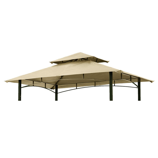 Grill Gazebo Replacement Canopy Roof – Hugline 5x8 Outdoor Grill Shelter Canopy Top Double Tiered BBQ Tent Cover Fit for Model L-GG001PST-F (Beige)