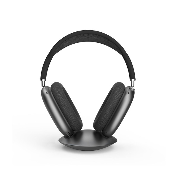 ELECOGO All-Aluminum Headphone Stand for AirPods Max, Full CNC-Machined Metal Base with Soft Silicone Contact Pad, Futuristic Ring Design, Stable Desktop Display Dock (Gray)