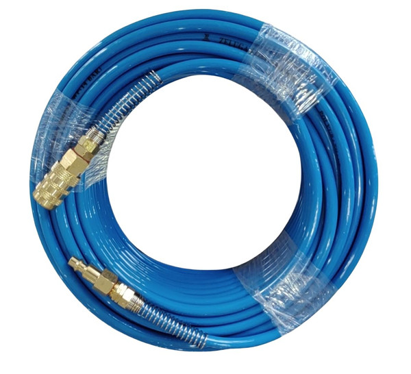Zeluga 21-314 Polyurethane Non-Transparent Air Hose 1/4in. x 100ft with Fittings, Extremely Light Weight, Blue