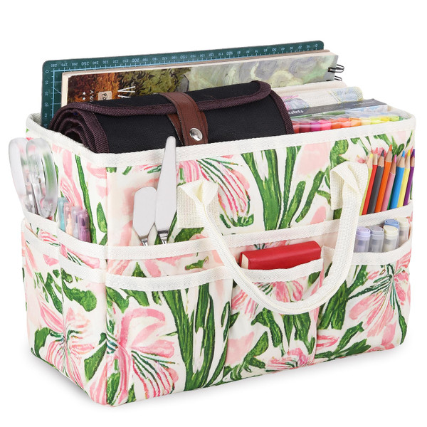 Craft Organizer Tote Bag with Multiple Pockets,Scrapbooking Art Storage