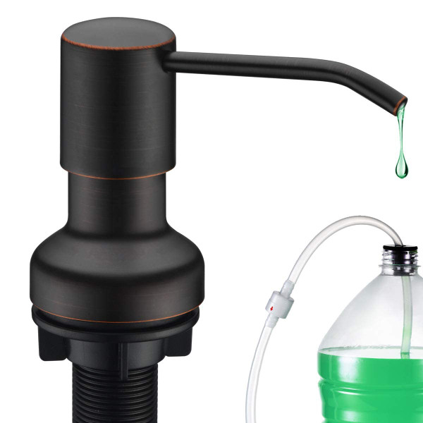 Soap Dispenser for Kitchen Sink, Kitchen Hand Soap Dispenser Pump Oil Rubbed Bronze, Countertop Soap Dispenser Pump with 47" Extension Tube kit, Built in Refill from The Top+17 OZ Bottle