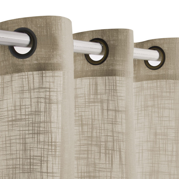 VOILYBIRD Palma Linen Textured Semi Sheer Curtains for Living Room 96 Inches Long Draperies Curtains Bronze Grommet (52''W x 96''L, 2 Panels, Tan)