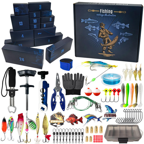 FREE FISHER Fishing Lure Advent Calendar 25 Days Fishing Gear Kit for Fisherman Anglers, Surprise Gifts for Men Husband Father Grandpa Brother
