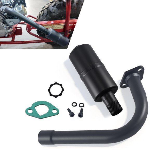 Exhaust Pipe with Muffler For Predator 212cc 196cc/6.5HP,For Coleman CT200U BT200X,Go Kart and Gas Mini Bike Black
