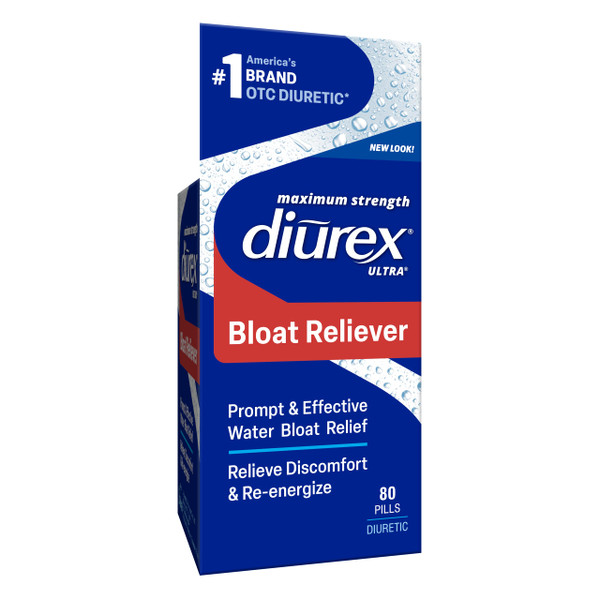 Diurex Ultra Re-Energizing Water Pills - Relieve Water Bloat - Feel Better & Less Heavy - 80 Count