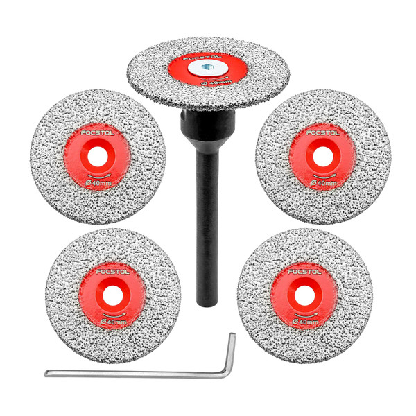 Mini Diamond Engraving Saw Blade - FOCSTOL 5pcs 1-9/16 Inch(40mm) Cutting Disc and 1pc 1/4 Inch(6mm) Round Shank for Marble Granite Artificial Stone Porcelain Tile Ceramic