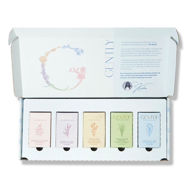 Live Gently Gift Set – 5 Fragrance-Free, Essential Oil-Free Herbal Soap Bars - Soothes Dry, Sensitive Skin - Vegan, Organic Ingredients, Natural Skincare - As Seen on Shark Tank - Favorite Things 2024 Live Gently Gift Set – 5 Fragrance-Free, Essential Oil-Free Herbal Soap Bars - Soothes Dry, Sensitive Skin - Vegan, Organic Ingredients, Natural Skincare - As Seen on Shark Tank - Favorite Things 2024