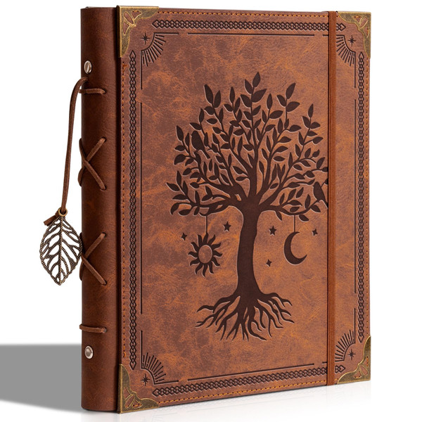 Vintage PU Leather Scrapbook Photo Album, 4x6 120 Photos Brown