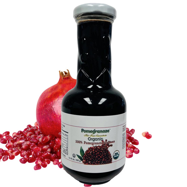 100% Organic Pomegranate Molasses Glass Bottle, 12.35 Oz