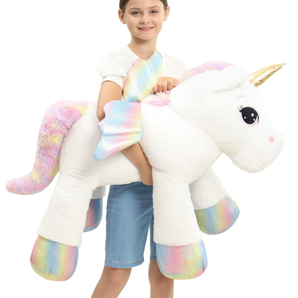 FFxiong 44 Inch Giant Unicorn Stuffed Animal Pillow, Cute Soft Big Unicorn with Rainbow Wings Large Plush Toy, Gifts for Girlfriend Girls Boys Kids Birthday Valentines Christmas FFxiong 44 Inch Giant Unicorn Stuffed Animal Pillow, Cute Soft Big Unicorn with Rainbow Wings Large Plush Toy, Gifts for Girlfriend Girls Boys Kids Birthday Valentines Christmas