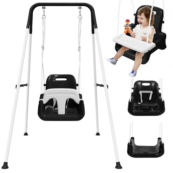Upgraded Toddler Swing with Tray, Baby Swing Outdoor Indoor Use