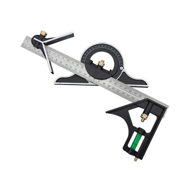 Stainless steel t square ruler Adjustable sliding combination Square Square Ruler & Protractor Level Measure Measuring Set 4-Piece 12" 4R Combination Square