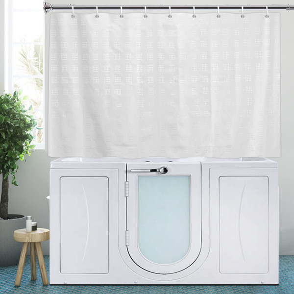 YISURE White Short Shower Curtain 40 inch Length for Walkin Tub with Hooks