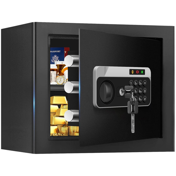 1.3 Cuft Safe Box Fireproof Waterproof, Digital Security Safes for Home Use Fire and Water Proof with Combination Lock, Alarm System and Removable Shelf, Anti-Theft Fireproof Safe For Money, Jewelry