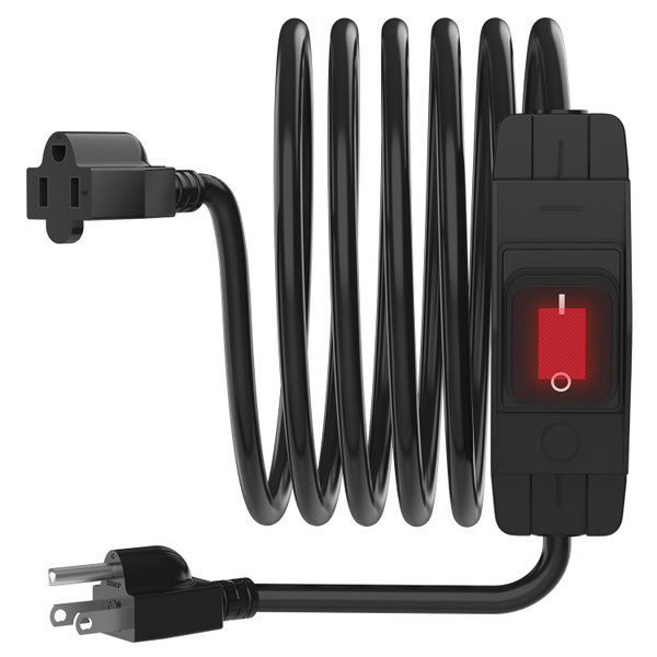 Newdeli 10FT Extension Cord with Switch On/Off Black Outdoor Extension Cord Waterproof 14AWG 3-Prong Heavy Duty 14/3 SJT Extension Cords with 15A 125V Cable Inline On Off Switch
