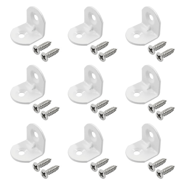 Rierdge White Corner Brace L Bracket, 40 Pcs, 0.75x0.75x0.73