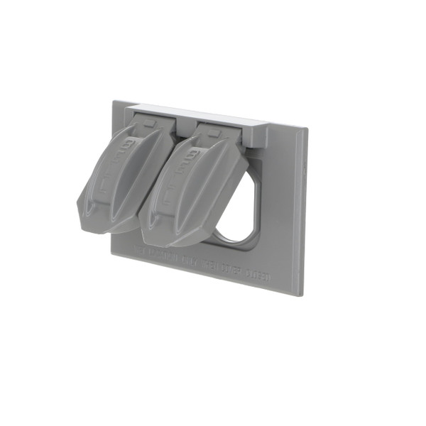 Hubbell-Bell 5180-0 1-Gang Horizontal Weatherproof Cover, Device Mount Flip Cover, Duplex, Gray