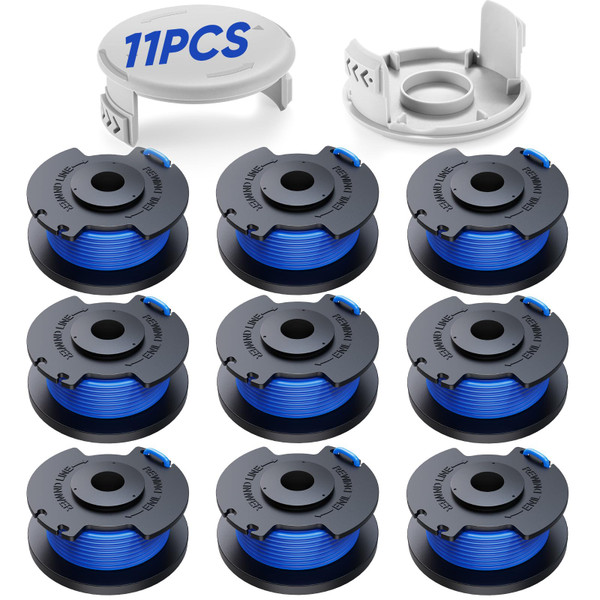 YWTESCH 11 Pack Weed Wacker String Replacement Compatible with Ryobi One+ String Trimmers, 0.065'' AC14RL3A String Trimmer Refill Spool Autofeed Weed Eater String for Ryobi 18v,24v,40v(9 Spool+2 Cap)