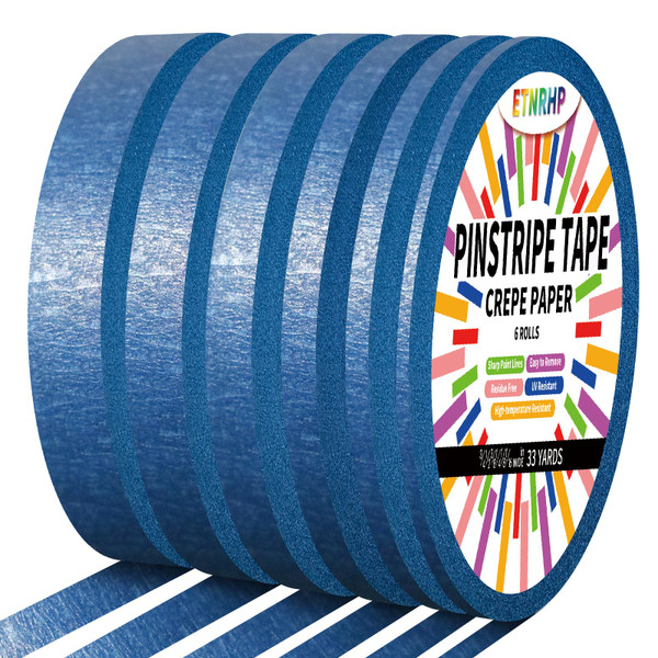 ETNRHP 6 Rolls Pinstripe Masking Tape 1/16", 1/8", 1/4", 3/8",1/2", 3/4"