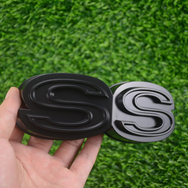 1Pc 1970 Chevy Chevelle El Camino Super Sports SS Front Grille Emblem with Retainers Replacement for SS (Matte Black)
