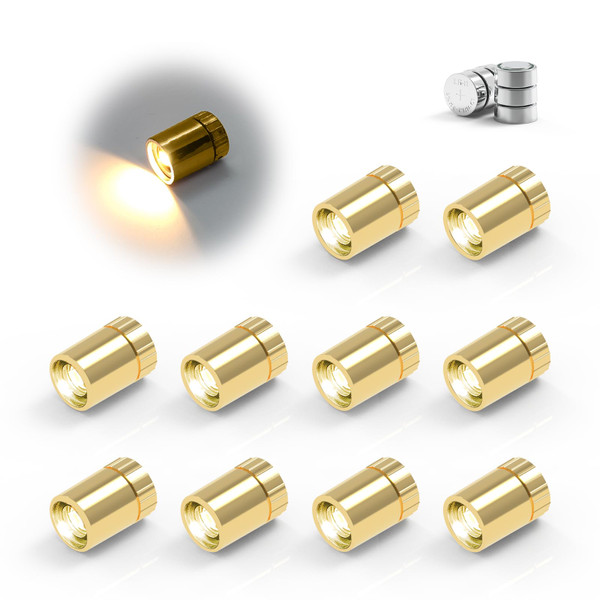 10 Pack Small Spotlight Battery Operated LED Lights, Warm White LED Wireless Miniature Spot Light for Artwork Painting,Jewelry Showcase Display,Closet,DIY Hand Craft (WarmWhite)