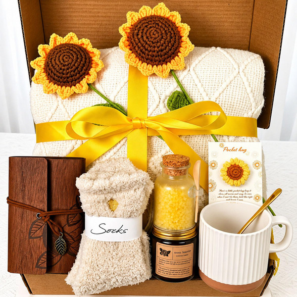 Wishwell Pop Get Well Gift Basket for Women, Sunflower Care Package