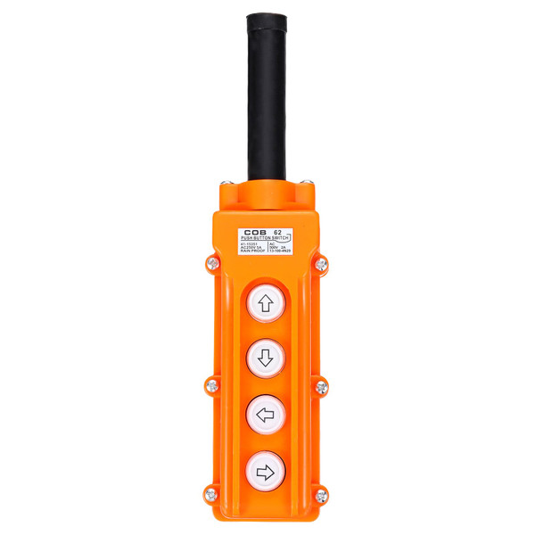 MECCANIXITY Rain Proof Hoist Crane Push Button Switch, Up Down Left Right Switch Pendant Control Station Momentary COB-62, 4 Way Orange