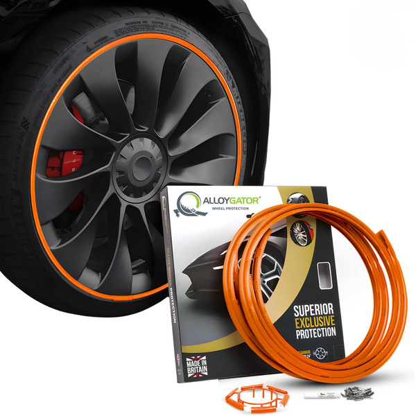 AlloyGator Orange Rim Protector for Car Wheels (Fits 12-24" Wheel Diameter) - Pack of 4 Premium Alloy Wheel Protector to Avoid Scratches & Scuffs - Adhesive Free Curb Rash Rim Protectors