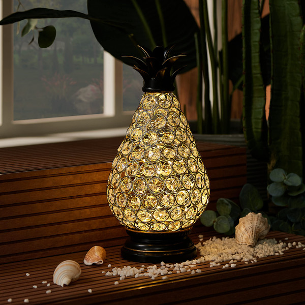 MOZEAL Extra Large Crystal Pineapple Lamp,13 in Lantern Decorative,IP44 Waterproof,6 Hours Timer,Battery Operated,As a Gift,for Farmhouse/Garden/Outdoor/Patio/Porch/Table/Backyard/Mantle Decor