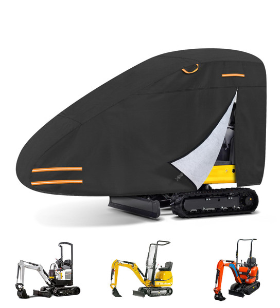 SKYJDM Small Mini Excavator Cover, 420D Waterproof Zippered Storage Cover