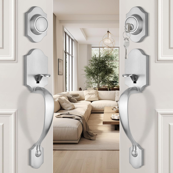 EHOMEWARE 1 Pack Double Front Door Lock Sets, Exterior Door Handle