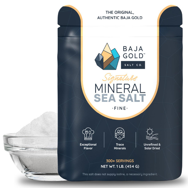 Baja Gold Signature Mineral Sea Salt, Gary Brecka Choice, Fine 1 lb Bag