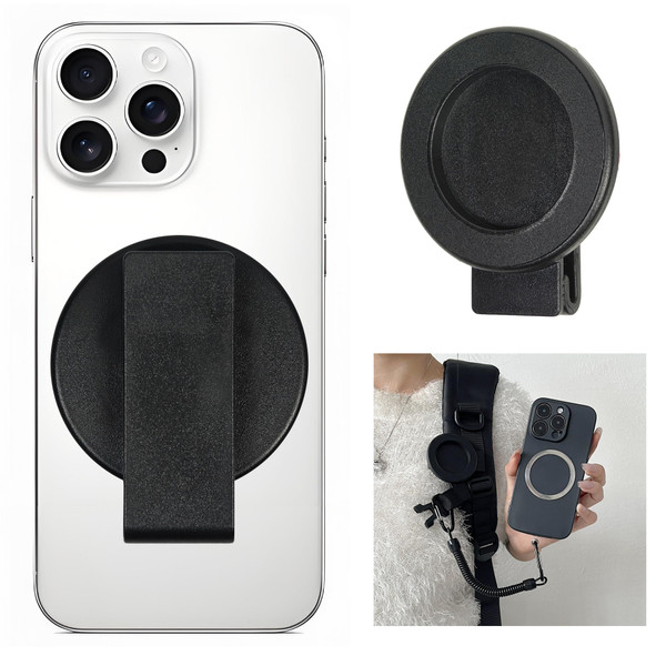 DMaos Ultra Strong Magnetic Phone Clip Holder with Anti-Theft Phone Chain, Detachable Holster Belt Clip for Outdoor Hiking Hands-Free, Compatible with MagSafe