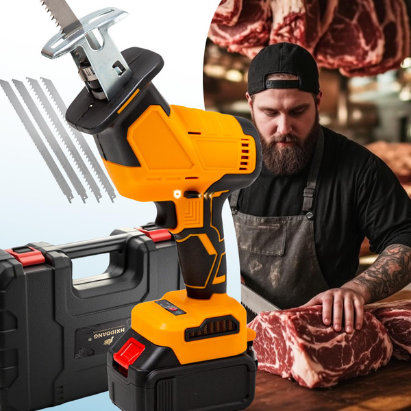 Brushless Motor Electric Meat and Bone Saw, 2600mAh Handheld Butchering Tool with (4 Upgraded Blades)- Home Butcher Saw Kit with 1 toolbox, 1 Battery Brushless Motor Electric Meat and Bone Saw, 2600mAh Handheld Butchering Tool with (4 Upgraded Blades)- Home Butcher Saw Kit with 1 toolbox, 1 Battery
