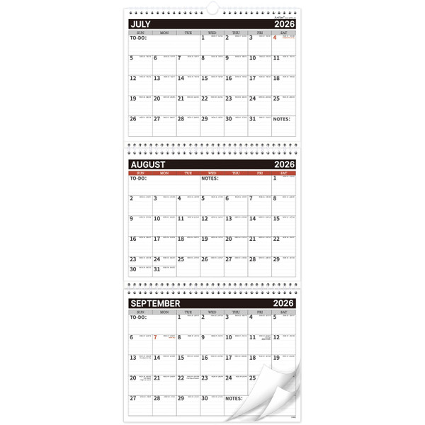 Calendar 2026-2028 - 3 Month Wall Calendar Vertical(Folded in a Month)