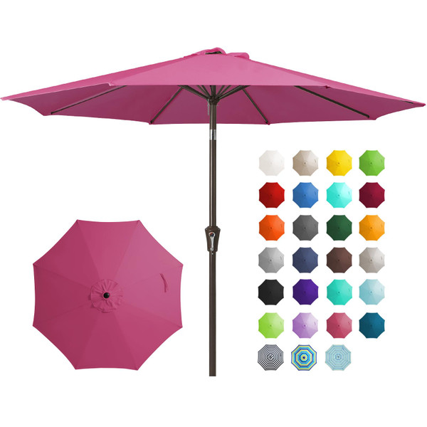 JEAREY 9FT Outdoor Patio Umbrella, Market Umbrella, Rose Pink