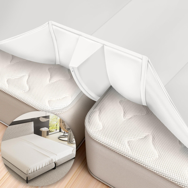 Upgraded 3-In-1 Bed Bridge Twin to King Converter, Split King Gap Filler for Adjustable Bed with Fitted Sheet, for King Size Mattresses, Mattress Connector to Close Gap, No-Slip Mattress Bridge, White
