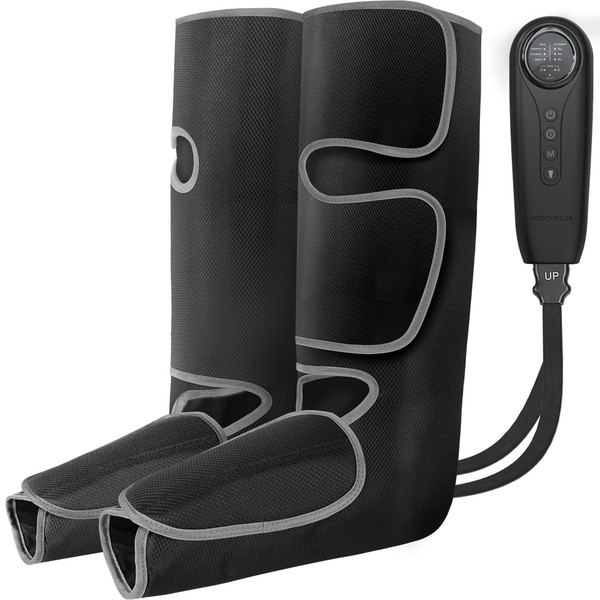 Medcursor Air Compression Leg Massager, Calf and Foot Massager for Circulation and Swelling Relief, Adjustable Massage Boots for Home Office Use - 3 Modes, 3 Intensities, 2 Timers, No Heat
